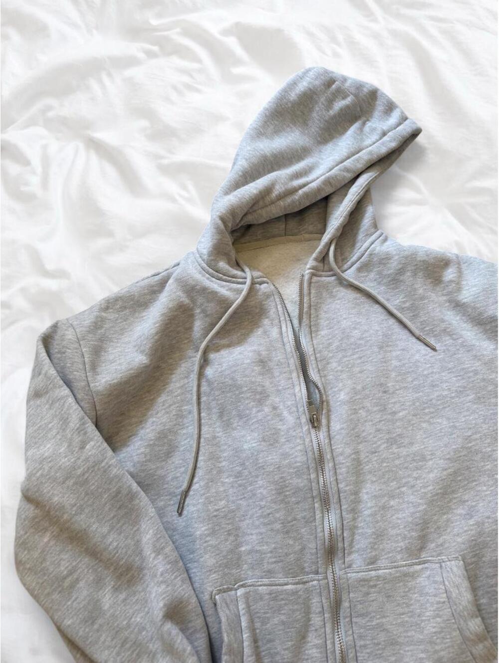 Heather Gray Full Zip Fleece Hoodie - Picture 2 of 8